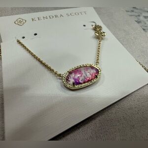 💜Kendra Scott Gold LoveShackFancy Elisa Purple Iris Illusion Necklace Bow 🎀